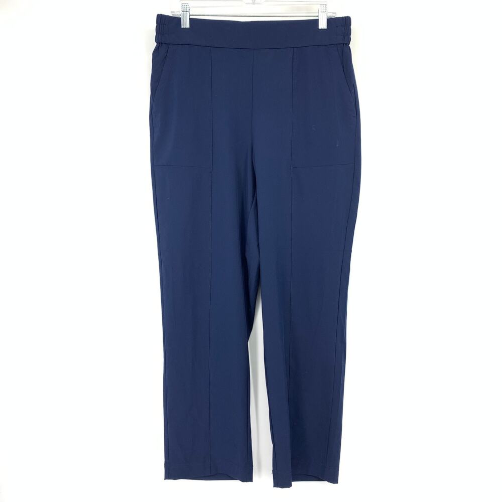 Lou & Grey Slim Straight Leg Lounge Wear Pants Womens Sz Large Blue Pull On